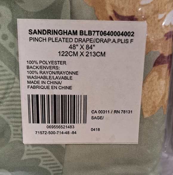 NIP- Sandringham Floral Room Darkening Cottagecore Pinch Pleat Drapes 48×84 In. - Picture 4 of 7